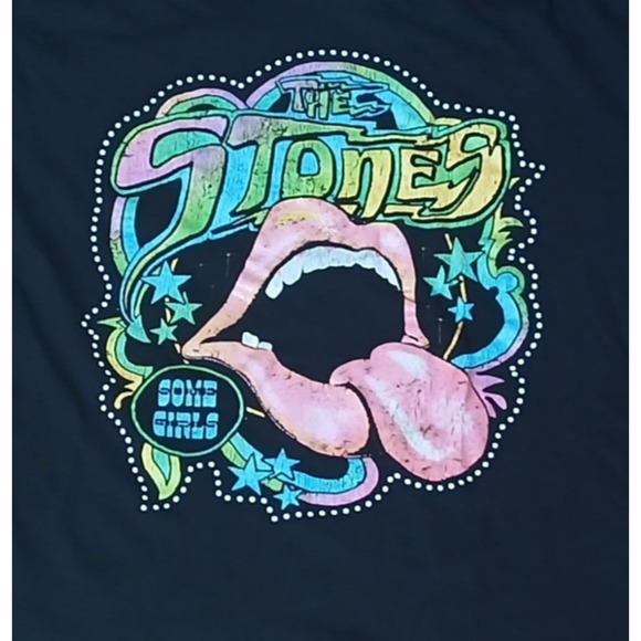 The Rolling Stones Black T-Shirt Some Girls Graphic Womens L Multicolor Rock - Picture 4 of 7